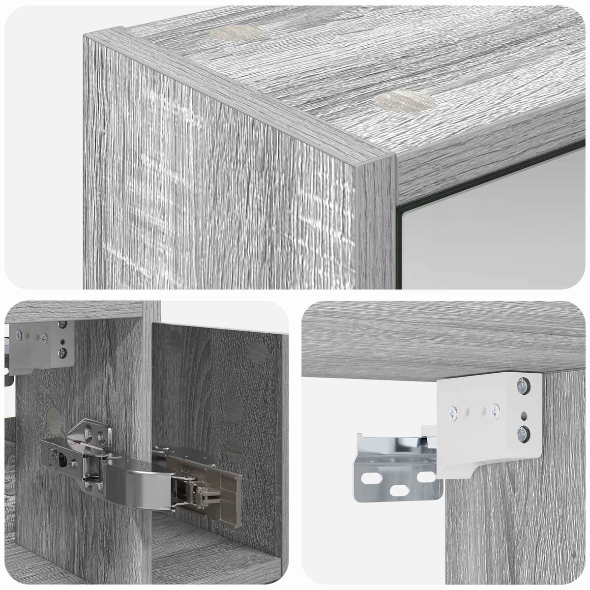 Bathroom Mirror Cabinet Grey Sonoma 63.5 x 16 x 62.5 cm
