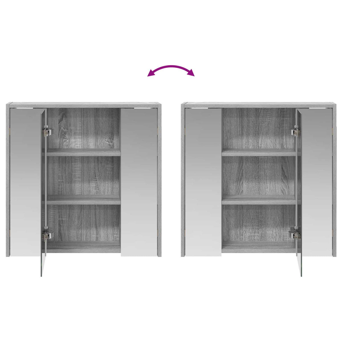 Bathroom Mirror Cabinet Grey Sonoma 63.5 x 16 x 62.5 cm