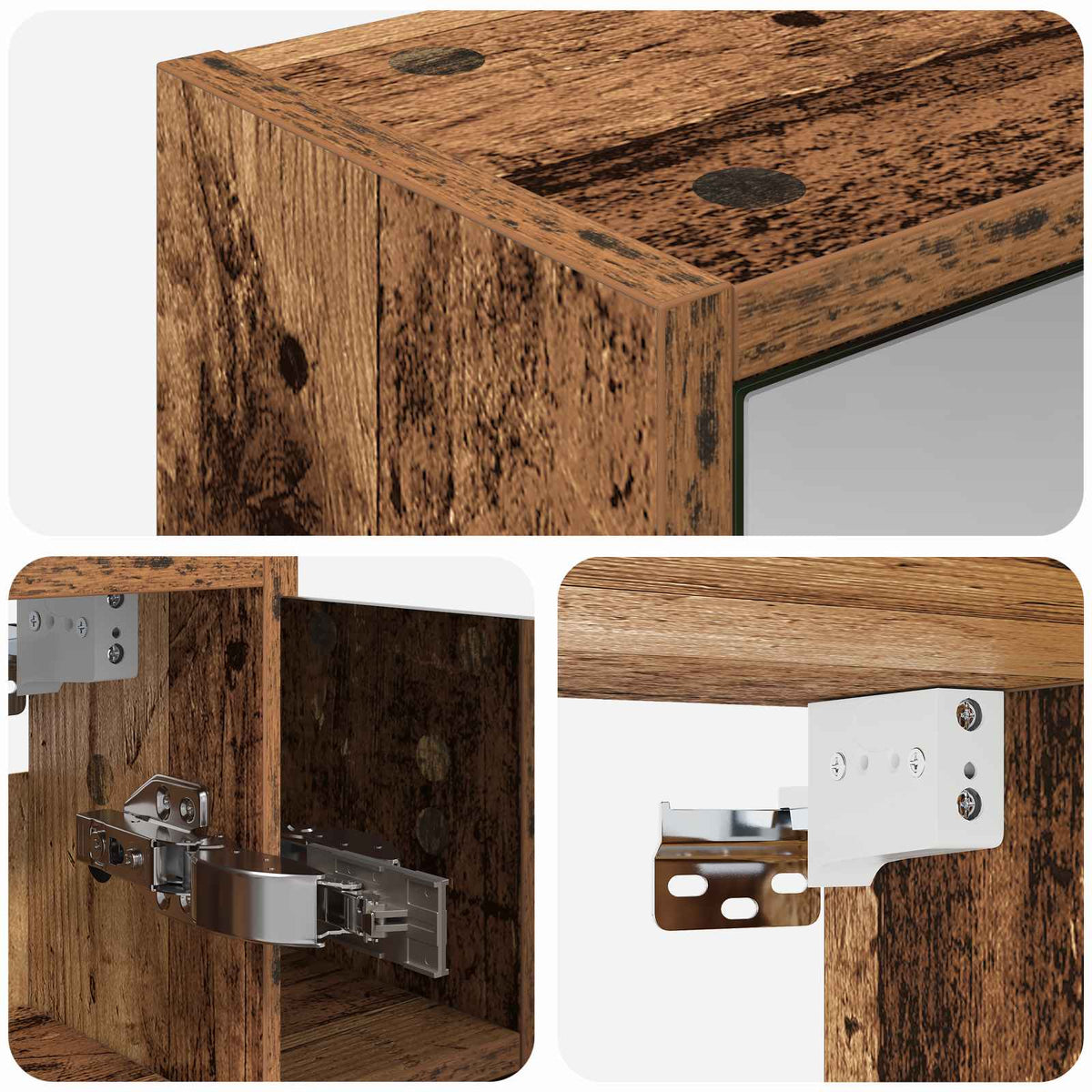 Bathroom Mirror Cabinet Old Wood 63.5 x 16 x 62.5 cm