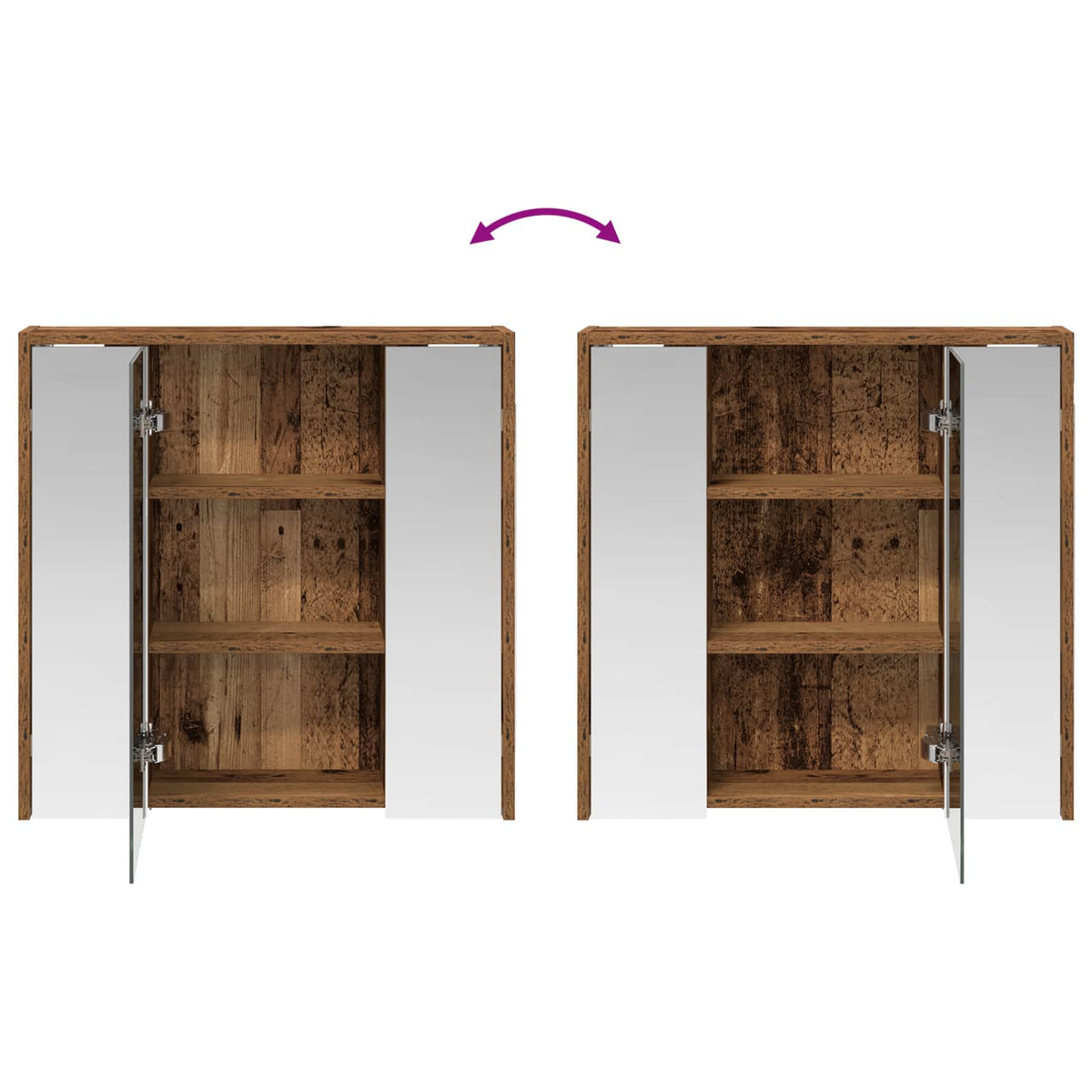 Bathroom Mirror Cabinet Old Wood 63.5 x 16 x 62.5 cm