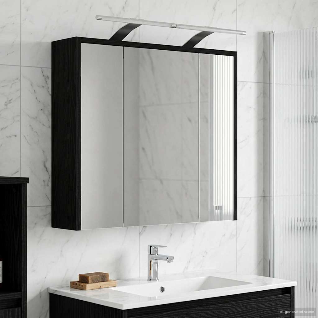 Bathroom Mirror Cabinet Black Oak 63.5 x 16 x 62.5 cm