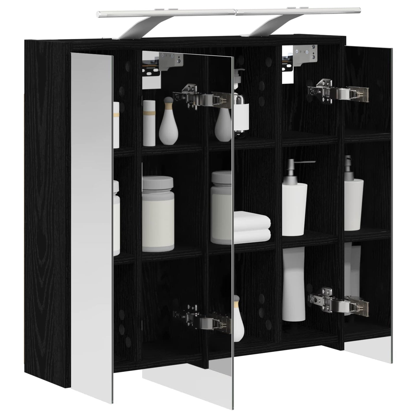 Bathroom Mirror Cabinet Black Oak 63.5 x 16 x 62.5 cm