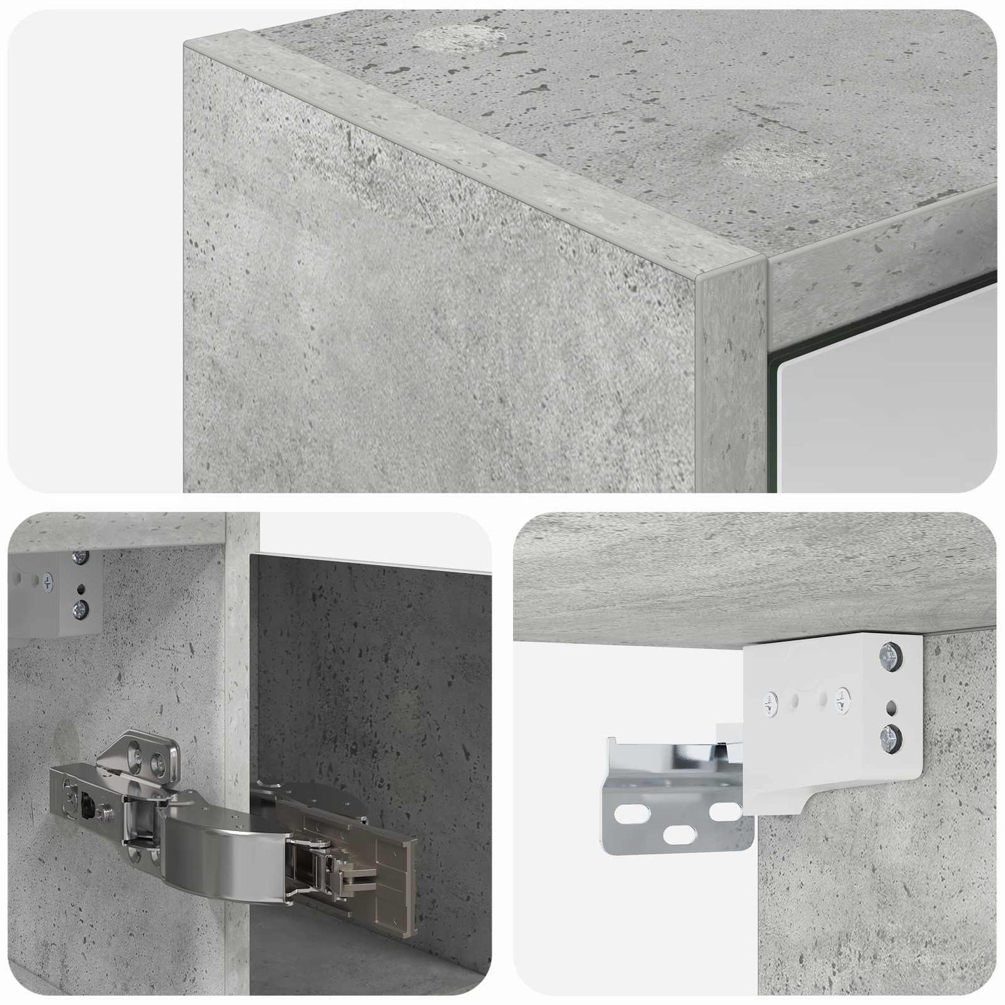 Bathroom Mirror Cabinet Concrete Grey 63.5 x 16 x 62.5 cm