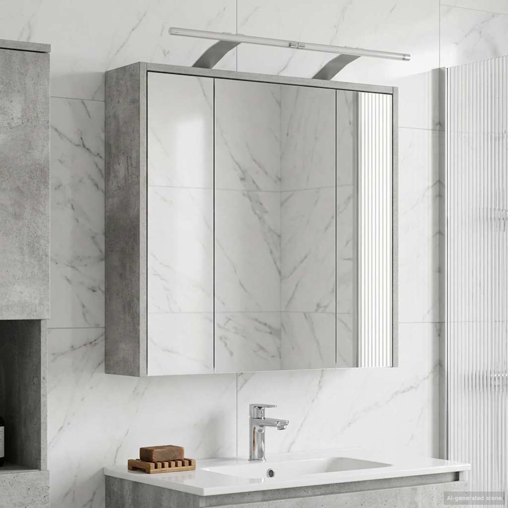 Bathroom Mirror Cabinet Concrete Grey 63.5 x 16 x 62.5 cm