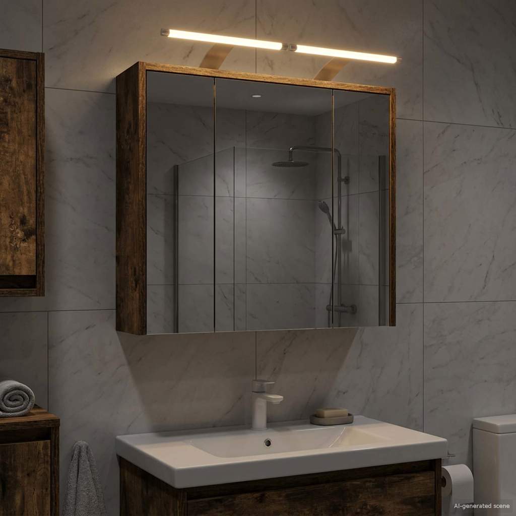 Bathroom Mirror Cabinet Smoked Oak 63.5 x 16 x 62.5 cm