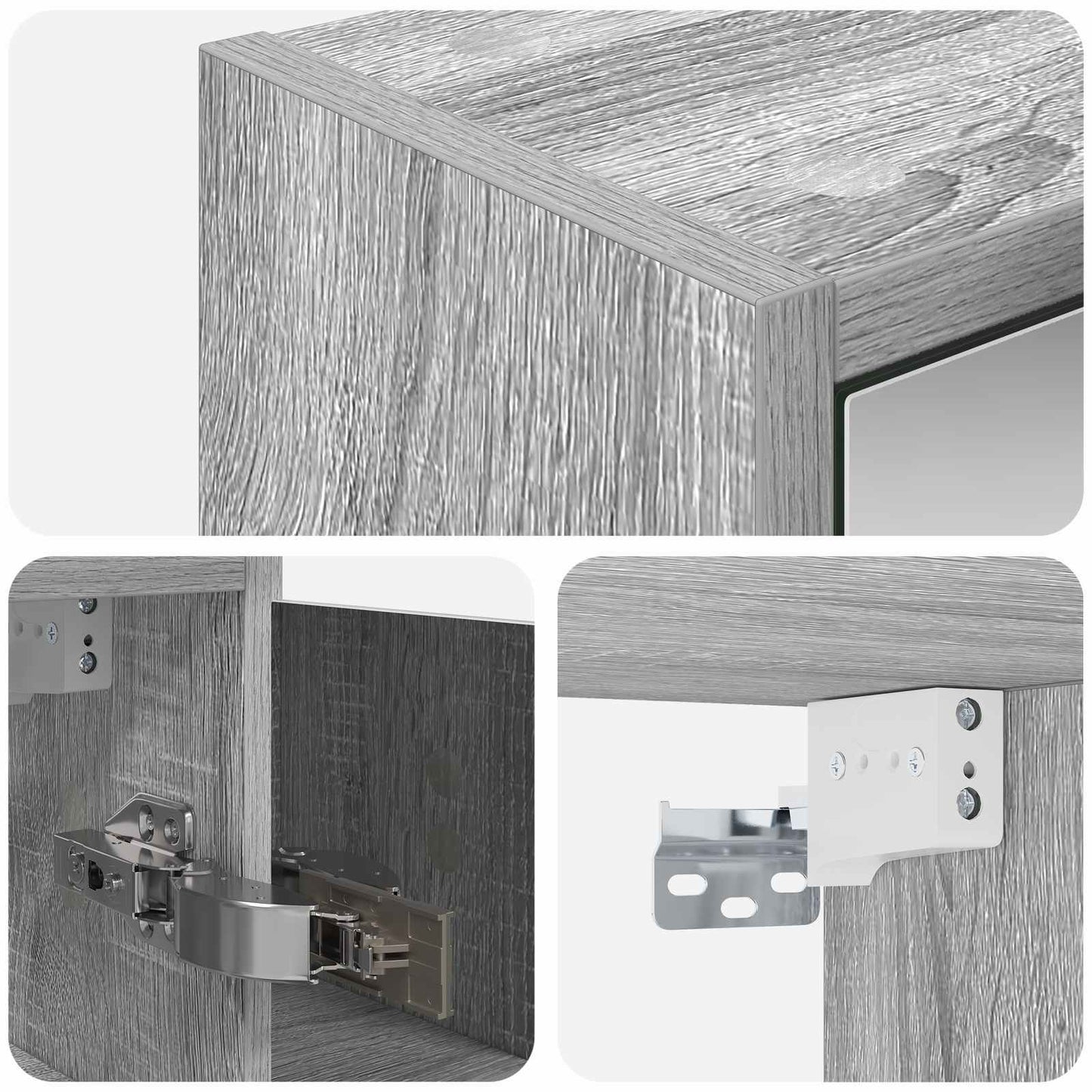 Bathroom Mirror Cabinet Grey Sonoma 63.5 x 16 x 62.5 cm
