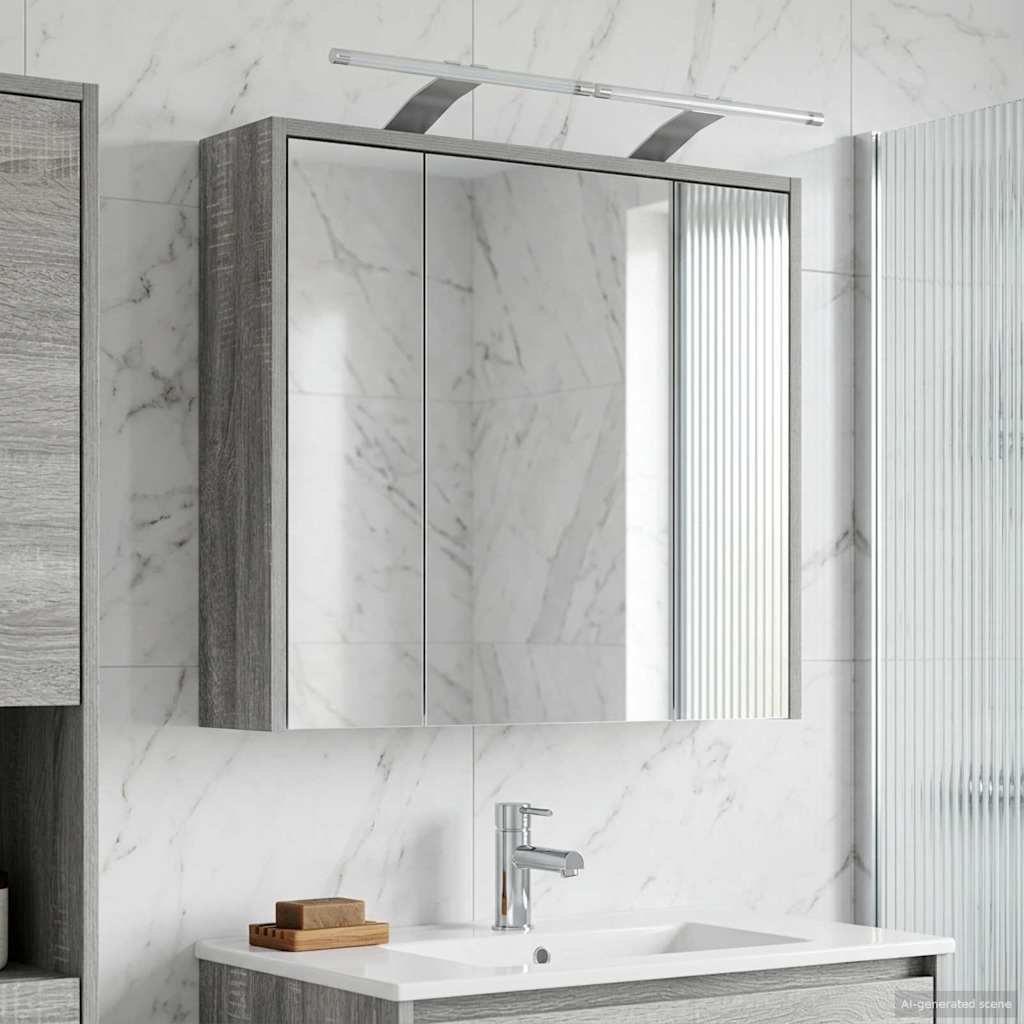Bathroom Mirror Cabinet Grey Sonoma 63.5 x 16 x 62.5 cm