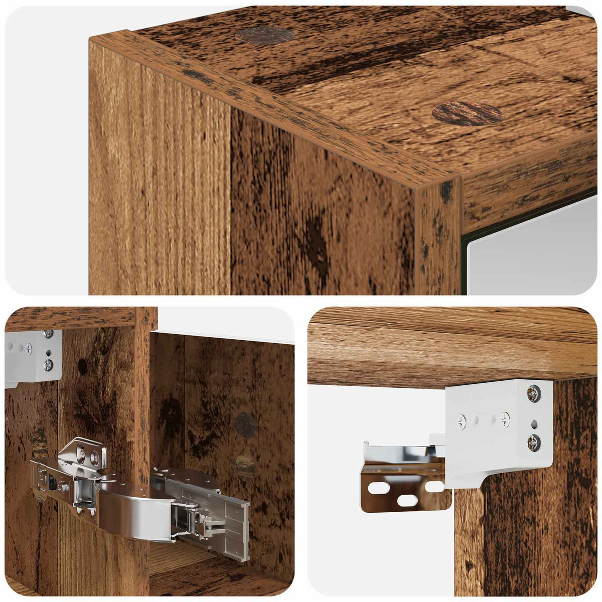 Bathroom Mirror Cabinet Old Wood 63.5 x 16 x 62.5 cm