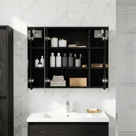 Bathroom Mirror Cabinet Black Oak 73.5 x 16 x 62.5 cm