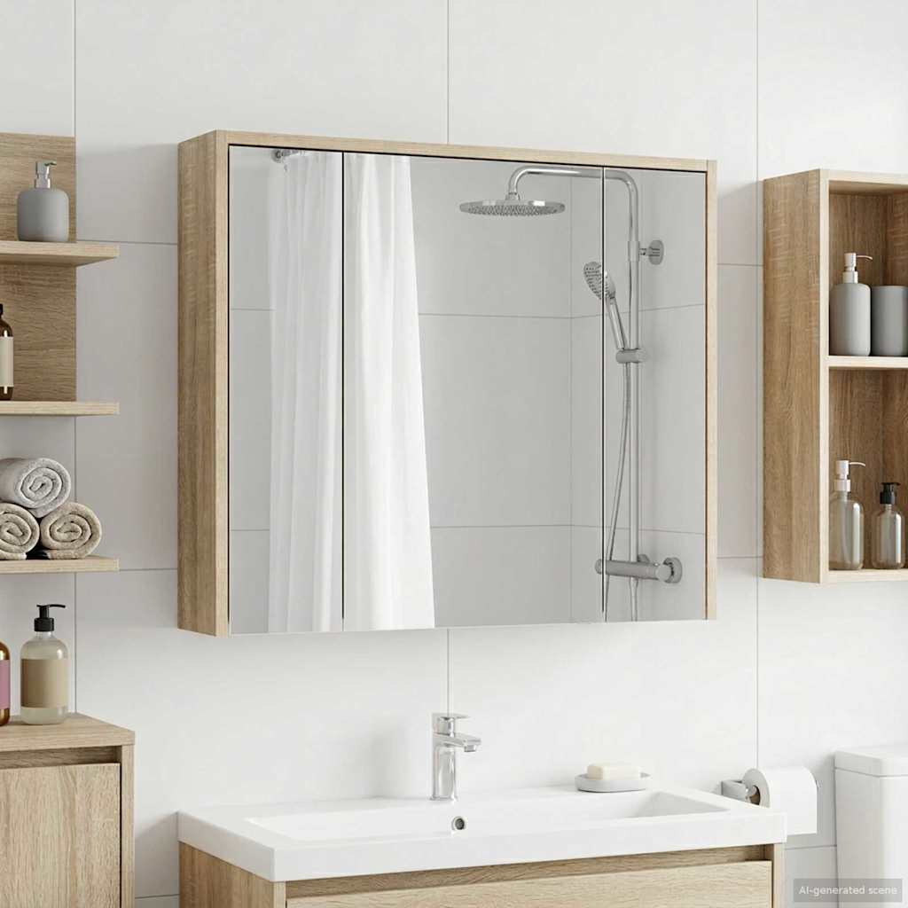 Bathroom Mirror Cabinet Sonoma Oak 73.5 x 16 x 62.5 cm