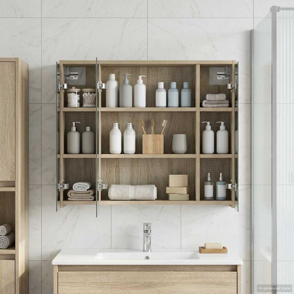 Bathroom Mirror Cabinet Sonoma Oak 73.5 x 16 x 62.5 cm
