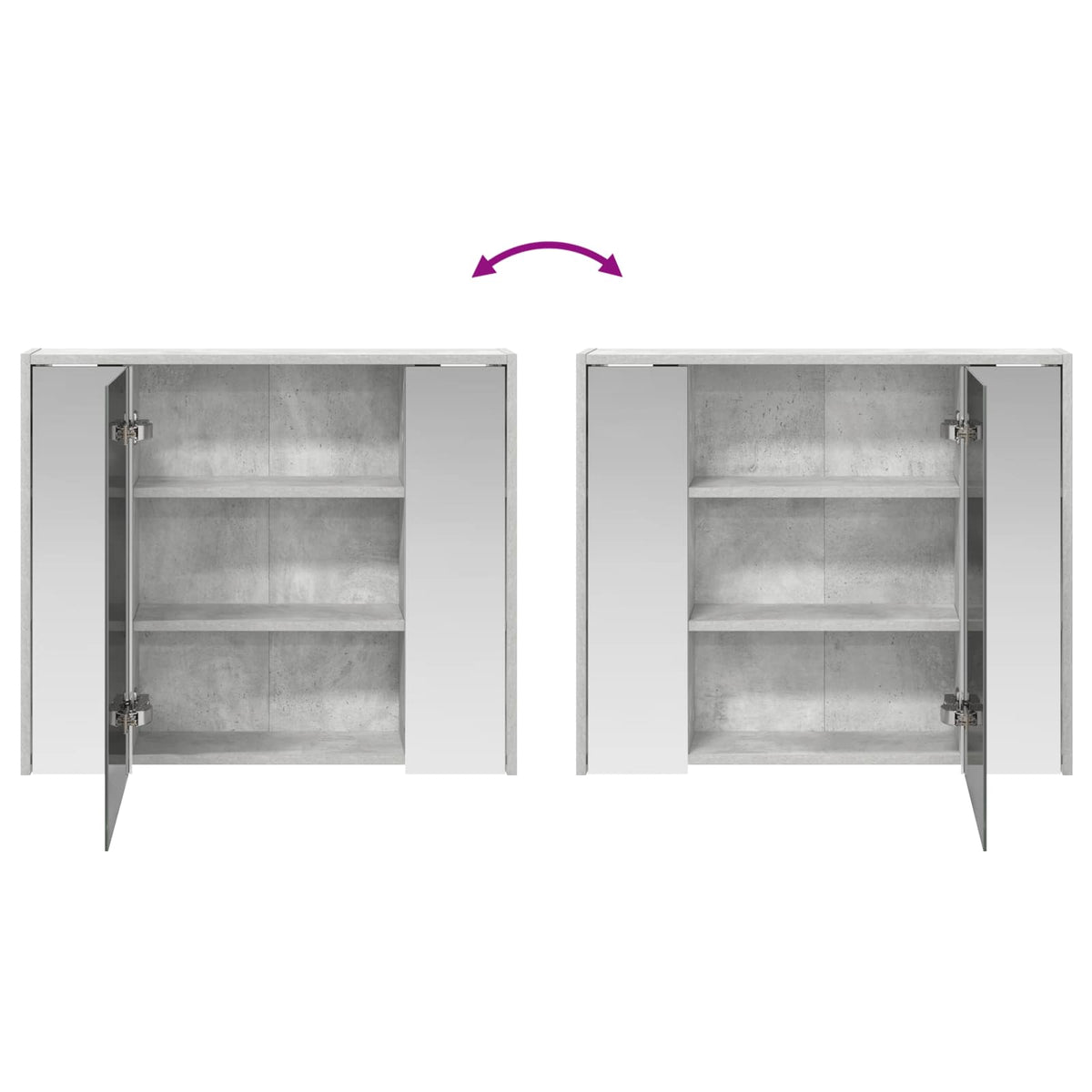 Bathroom Mirror Cabinet Concrete Grey 73.5 x 16 x 62.5 cm