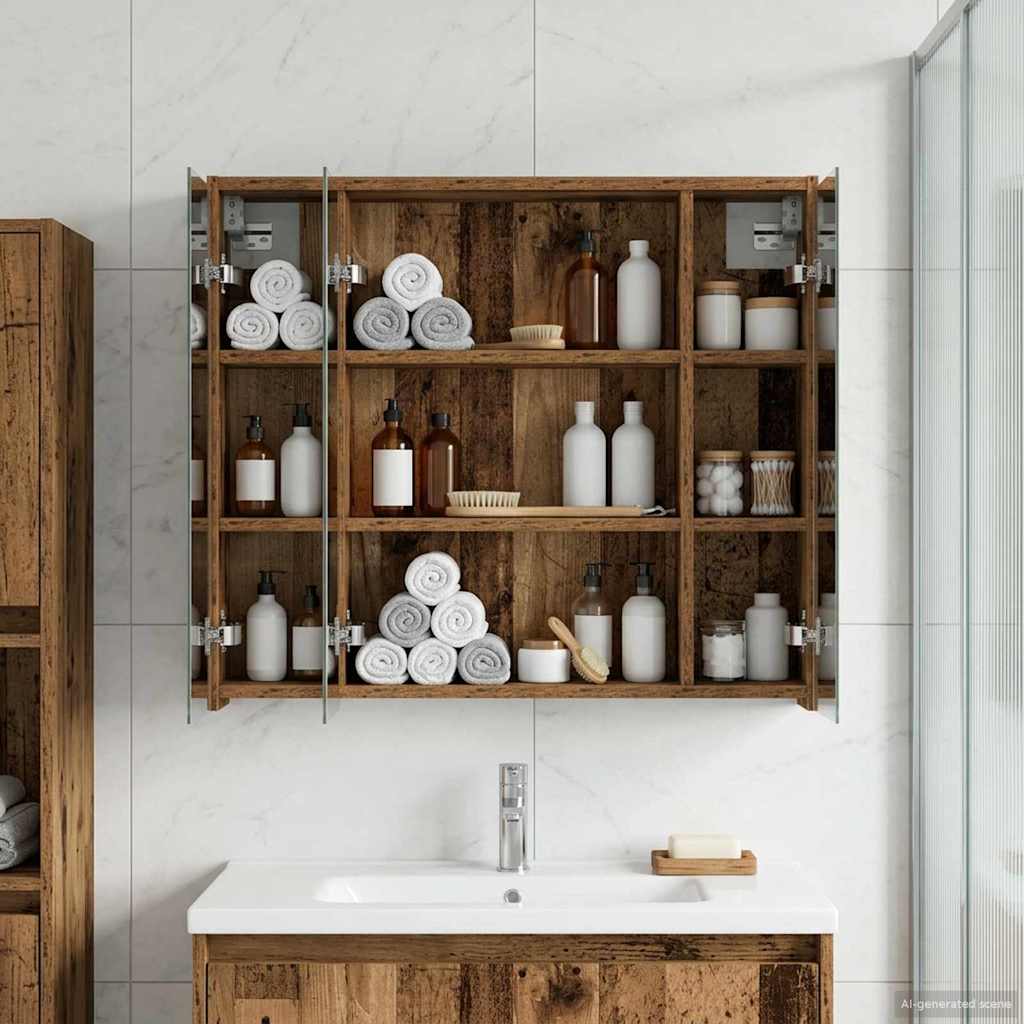 Bathroom Mirror Cabinet Old Wood 73.5 x 16 x 62.5 cm
