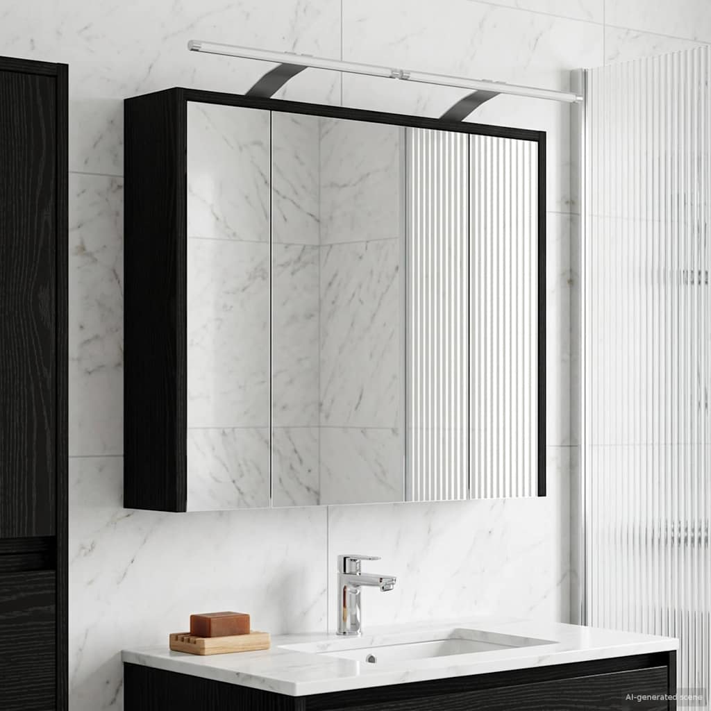 Bathroom Mirror Cabinet Black Oak 73.5 x 16 x 62.5 cm