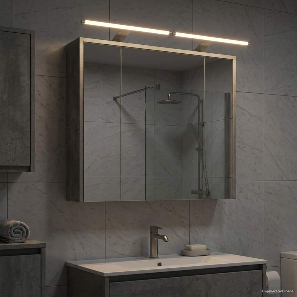 Bathroom Mirror Cabinet Concrete Grey 73.5 x 16 x 62.5 cm