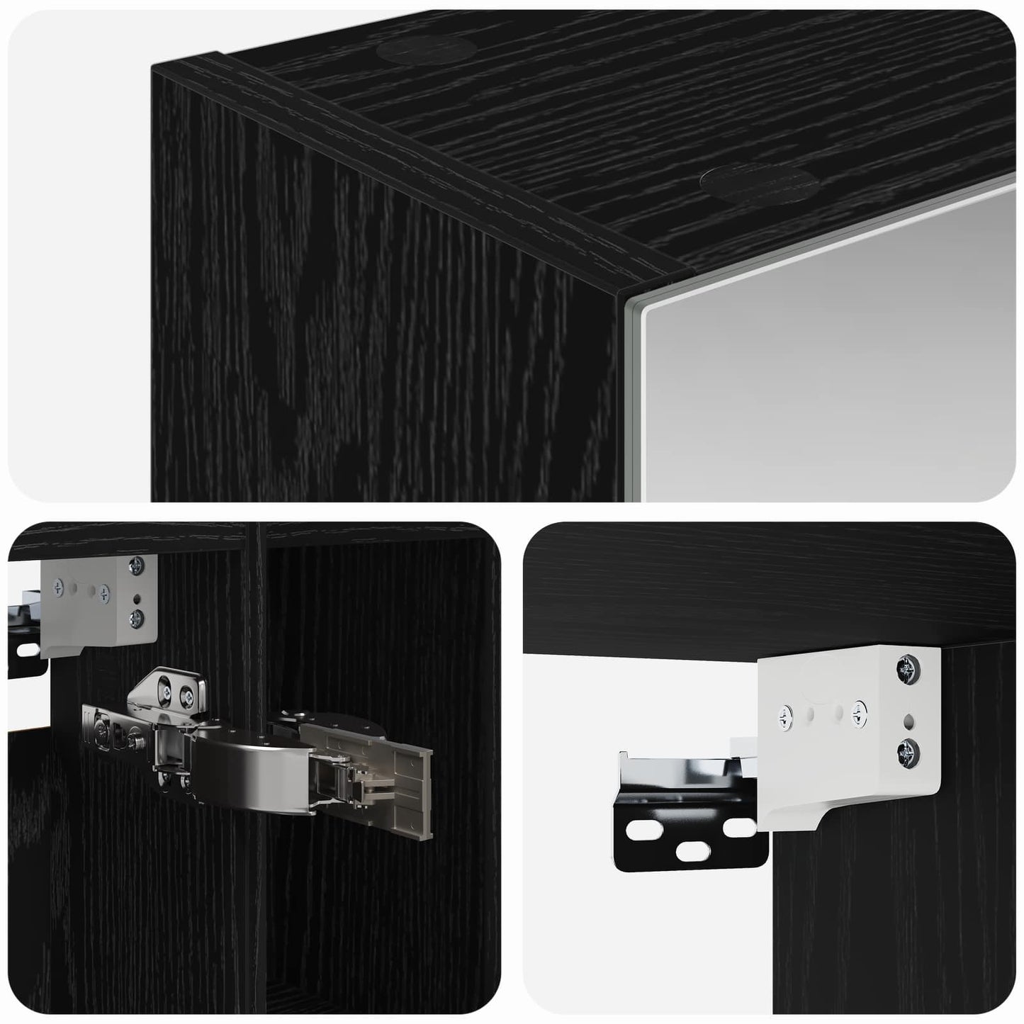 Bathroom Mirror Cabinet Black Oak 60 x 14.5 x 70 cm