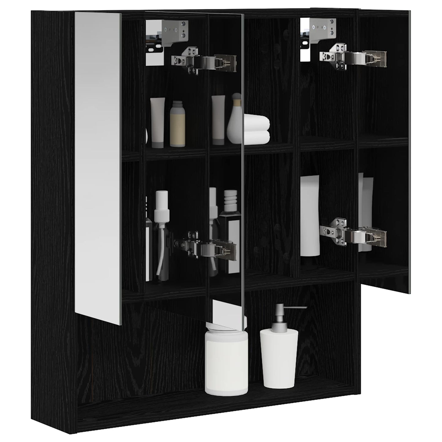 Bathroom Mirror Cabinet Black Oak 60 x 14.5 x 70 cm