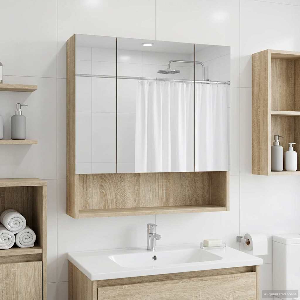 Bathroom Mirror Cabinet Sonoma Oak 60 x 14.5 x 70 cm