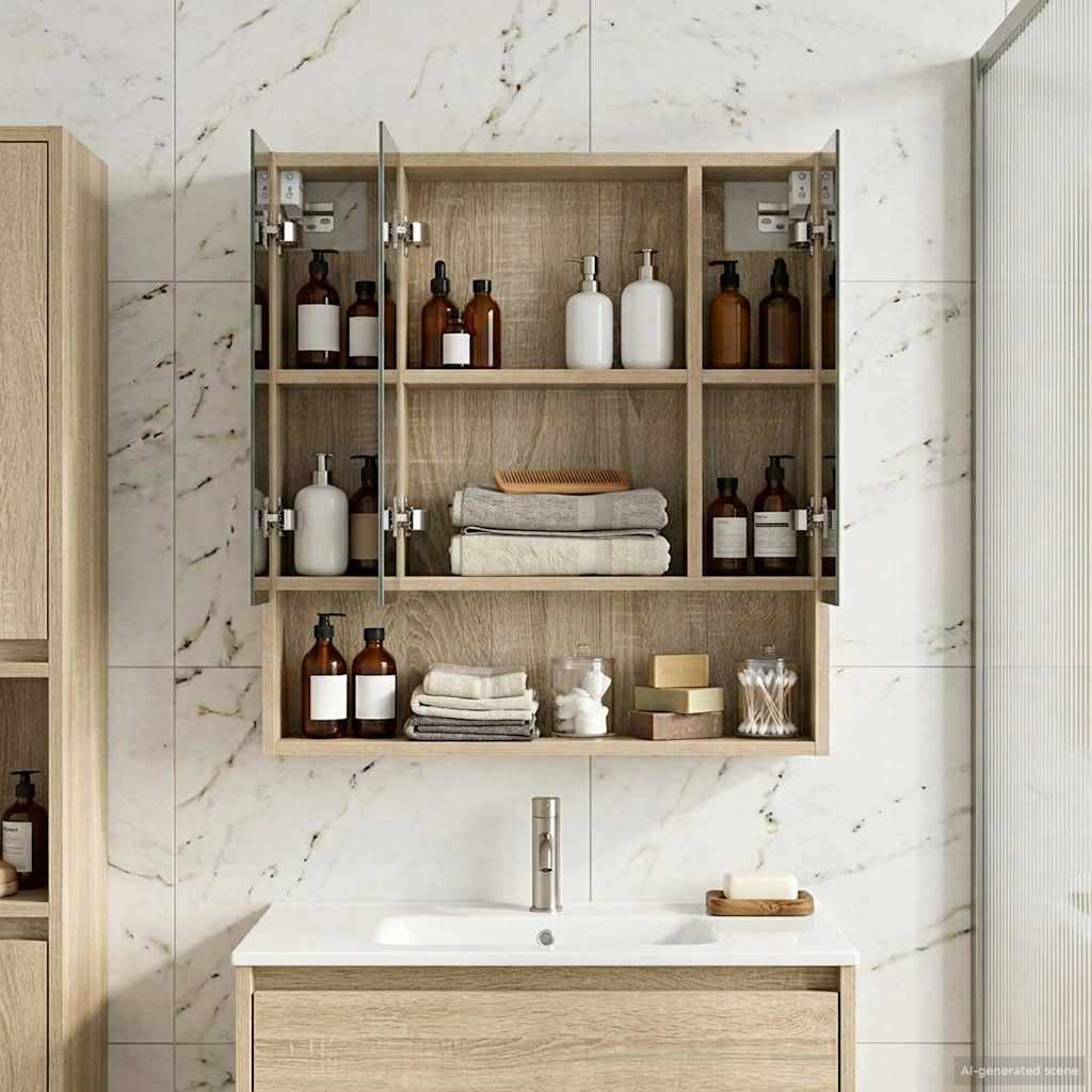 Bathroom Mirror Cabinet Sonoma Oak 60 x 14.5 x 70 cm