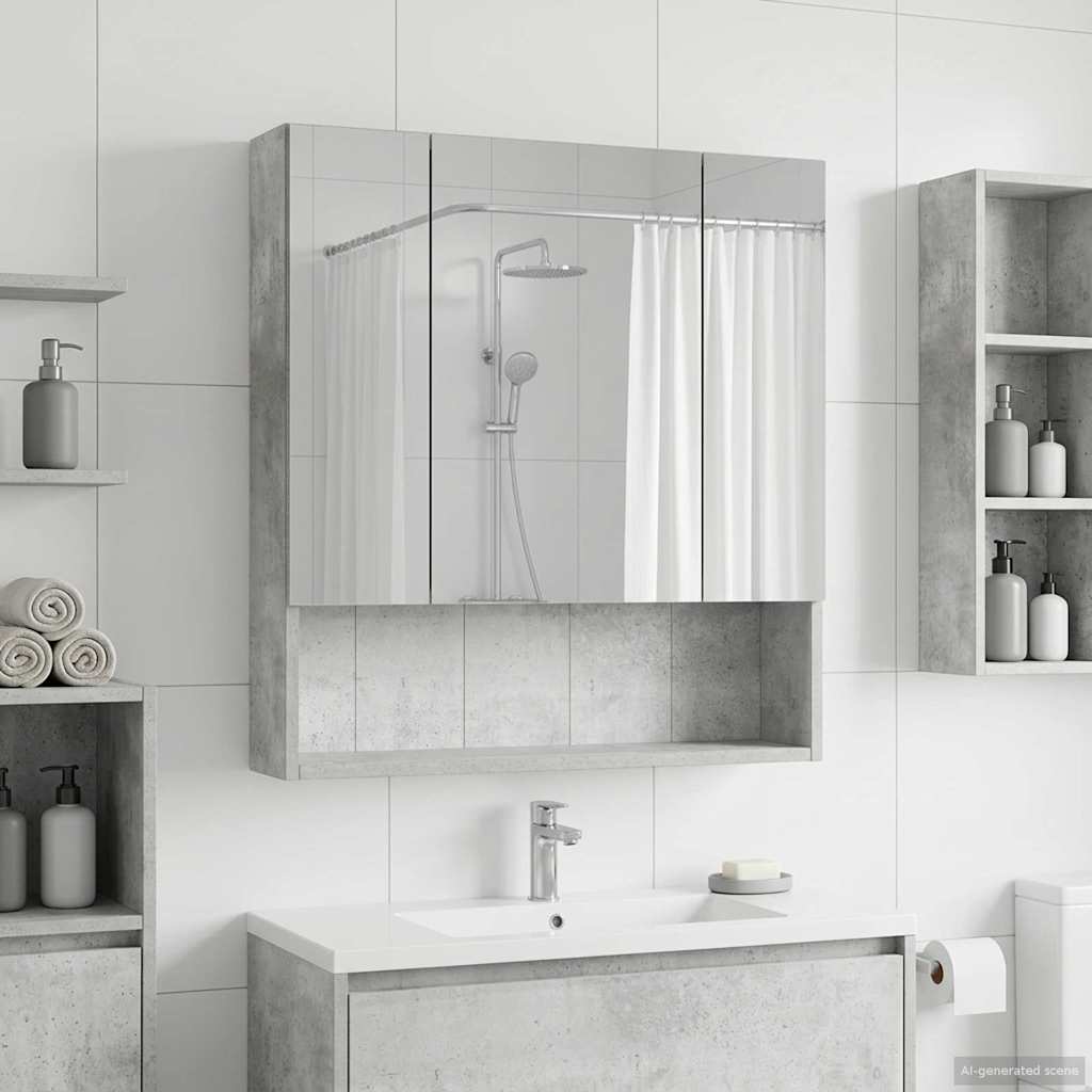 Bathroom Mirror Cabinet Concrete Grey 60 x 14.5 x 70 cm