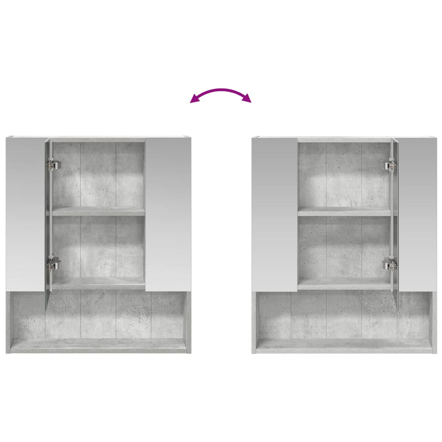 Bathroom Mirror Cabinet Concrete Grey 60 x 14.5 x 70 cm