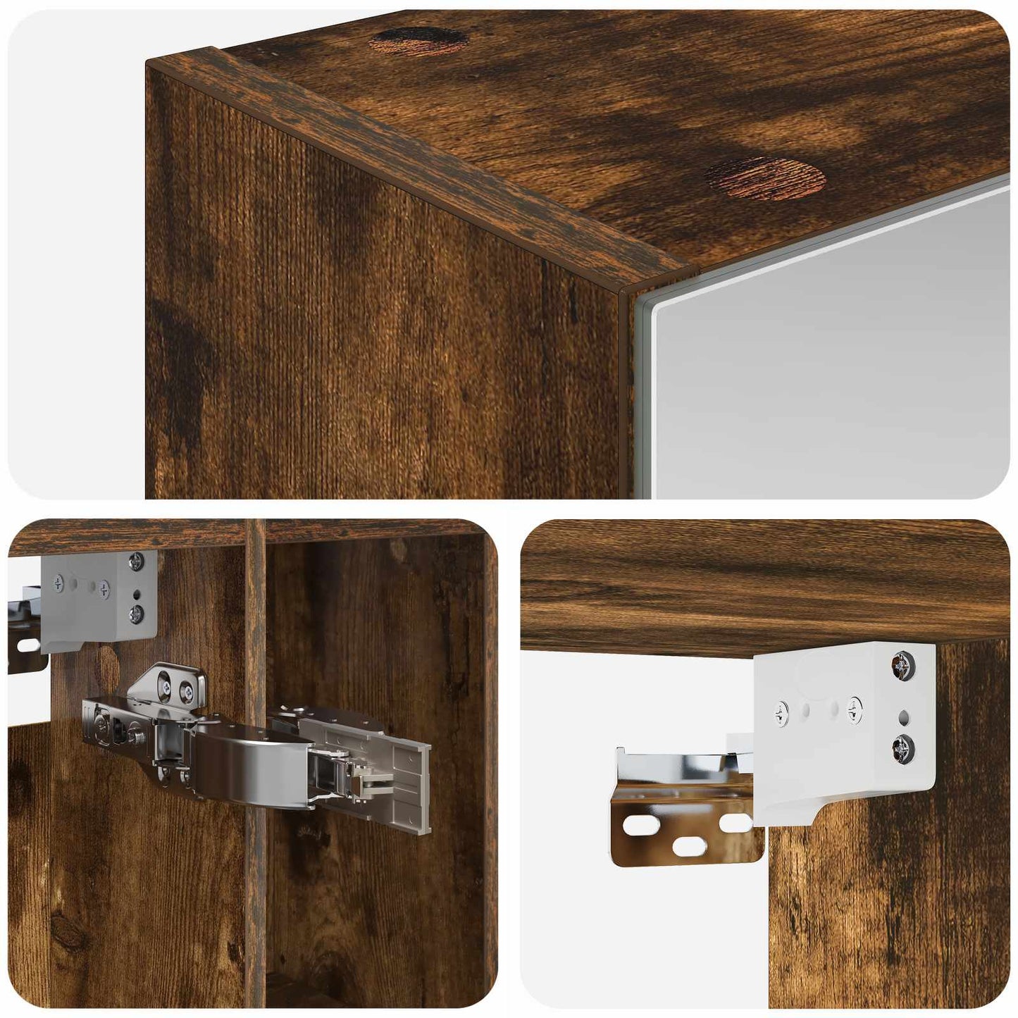 Bathroom Mirror Cabinet Smoked Oak 60 x 14.5 x 70 cm