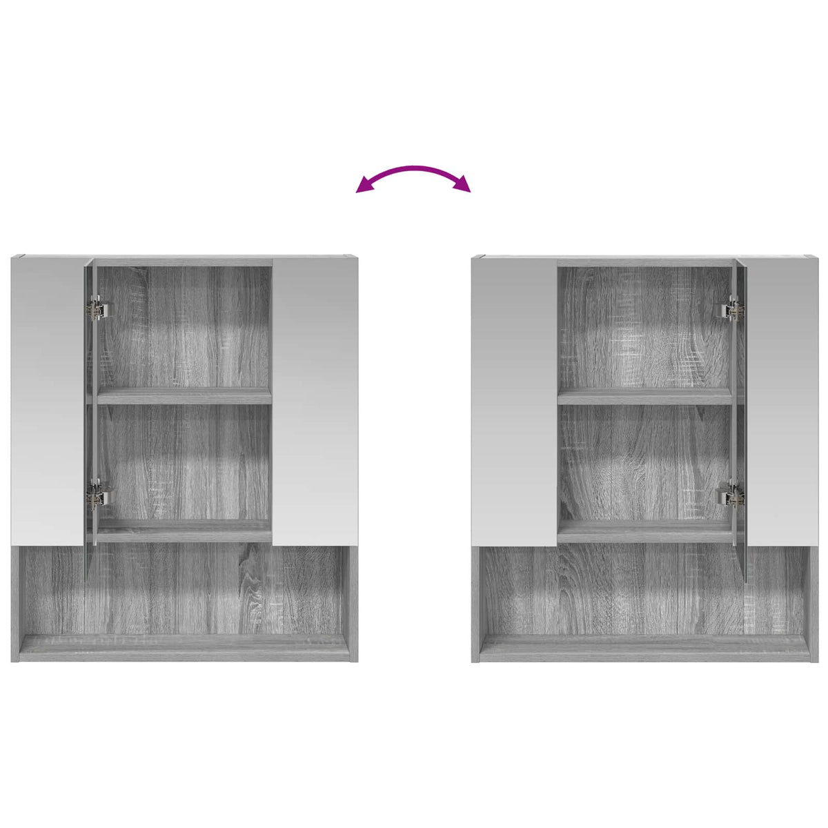 Bathroom Mirror Cabinet Grey Sonoma 60 x 14.5 x 70 cm