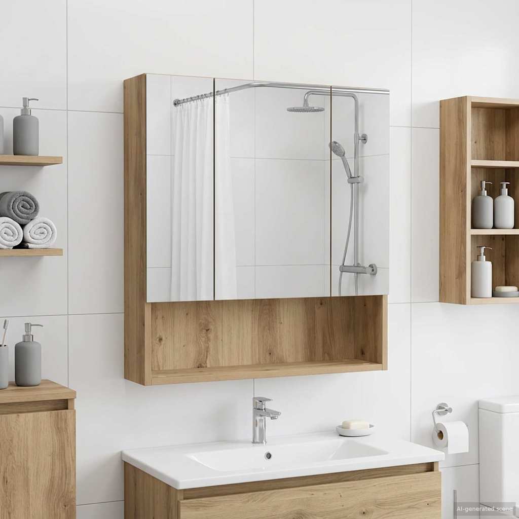 Bathroom Mirror Cabinet Artisian Oak 60 x 14.5 x 70 cm