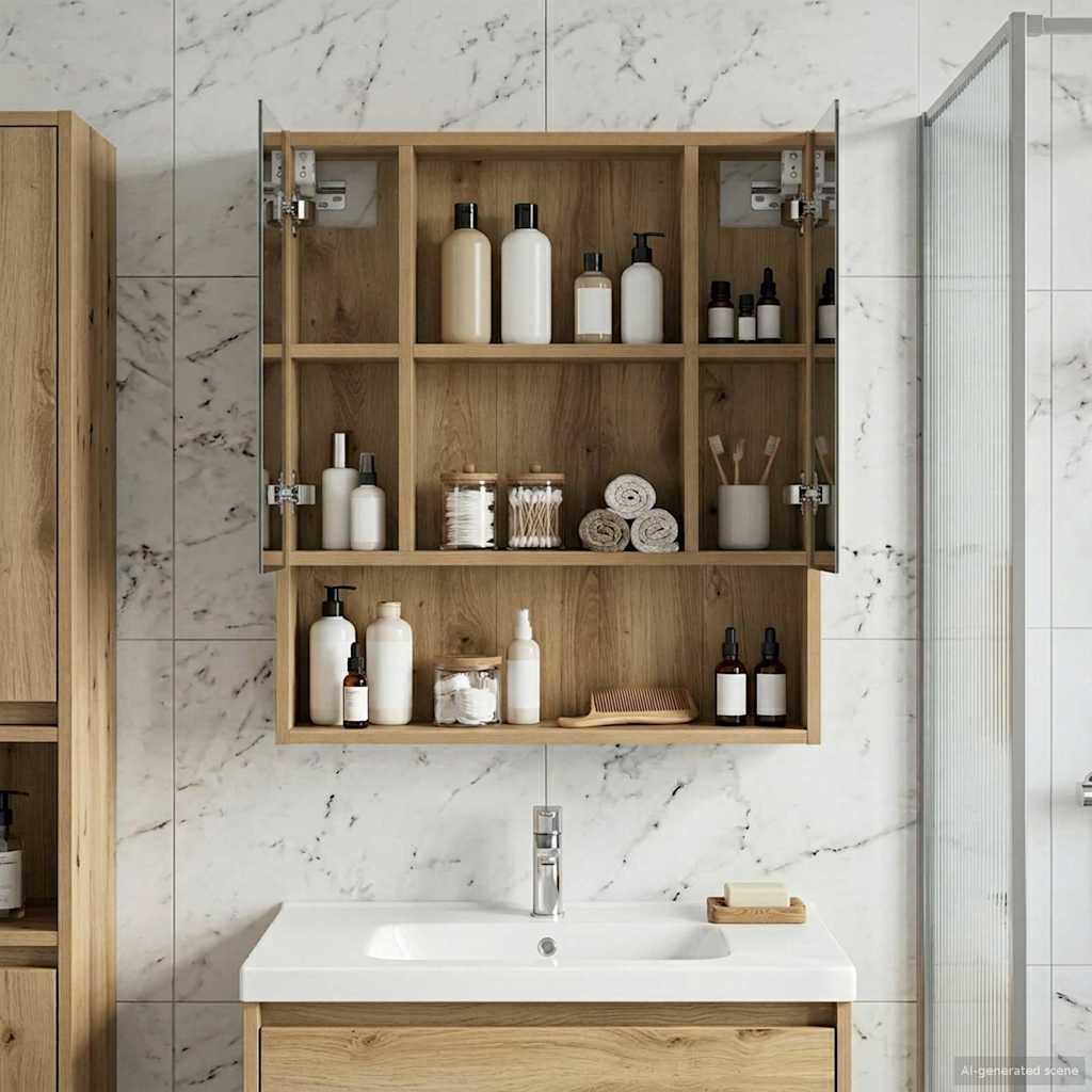 Bathroom Mirror Cabinet Artisan Oak 60 x 14.5 x 70 cm