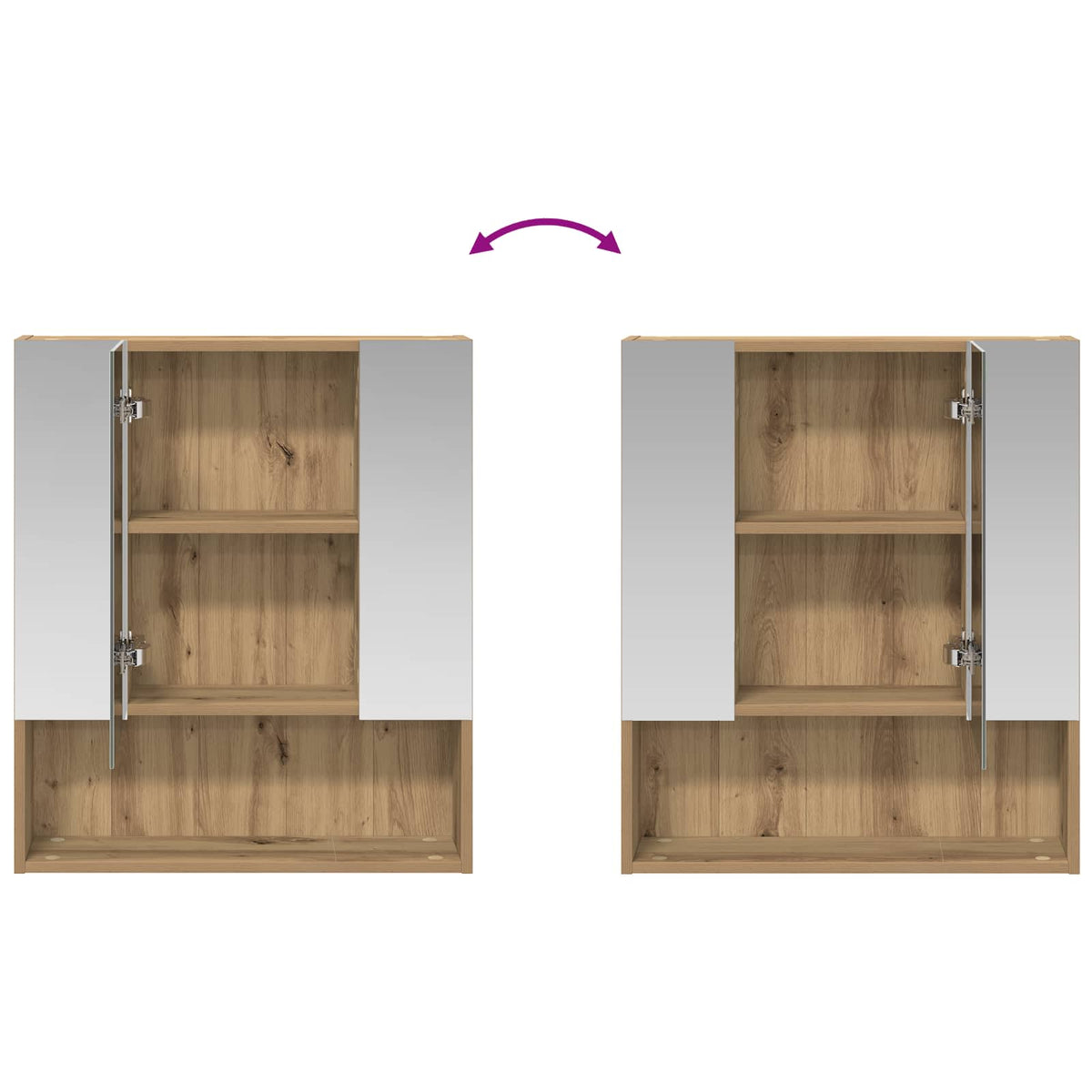 Bathroom Mirror Cabinet Artisan Oak 60 x 14.5 x 70 cm