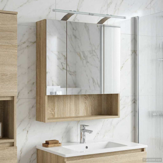 Bathroom Mirror Cabinet Sonoma Oak 60 x 14.5 x 70 cm
