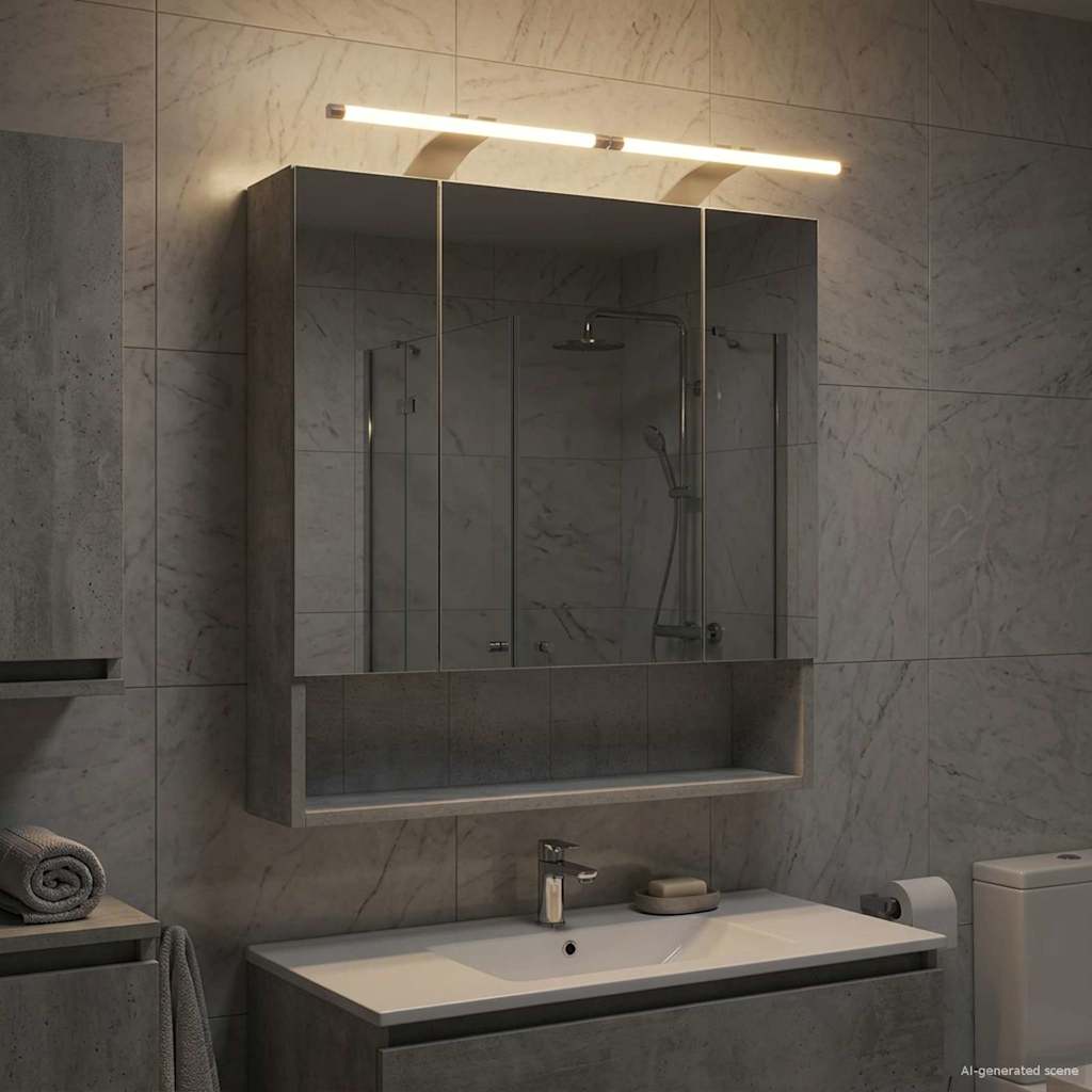 Bathroom Mirror Cabinet Concrete Grey 60 x 14.5 x 70 cm
