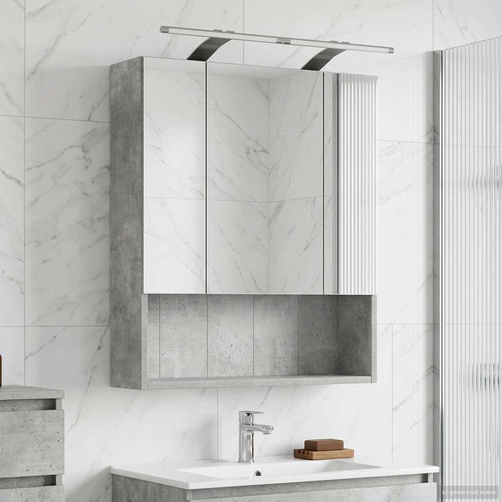 Bathroom Mirror Cabinet Concrete Grey 60 x 14.5 x 70 cm