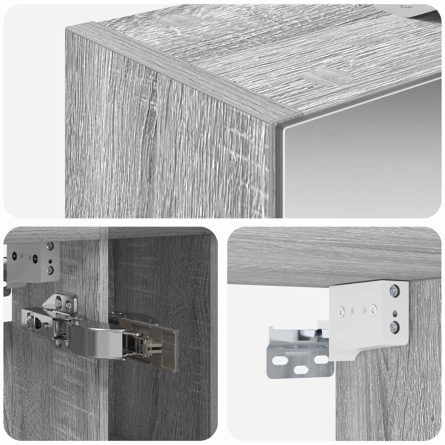 Bathroom Mirror Cabinet Grey Sonoma 60 x 14.5 x 70 cm