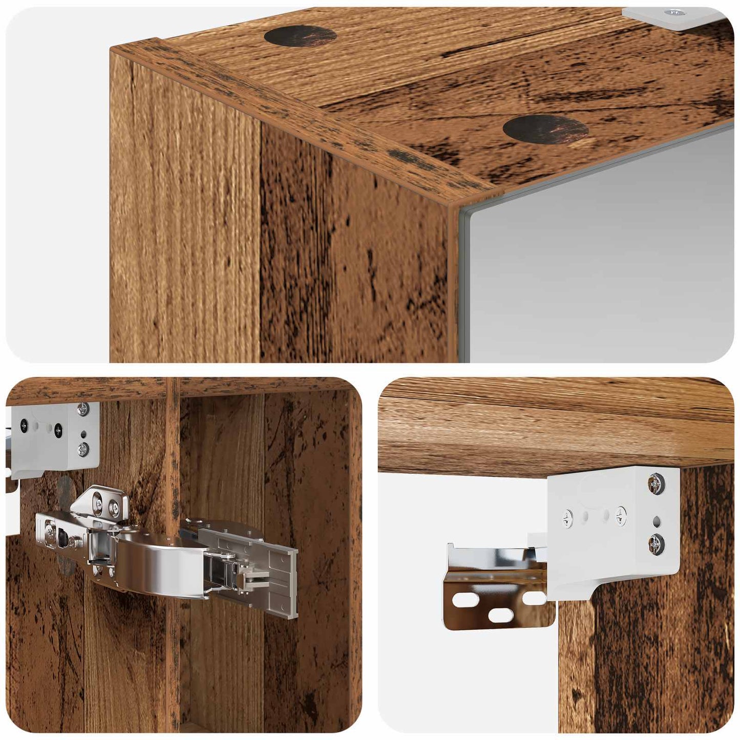 Bathroom Mirror Cabinet Old Wood 60 x 14.5 x 70 cm
