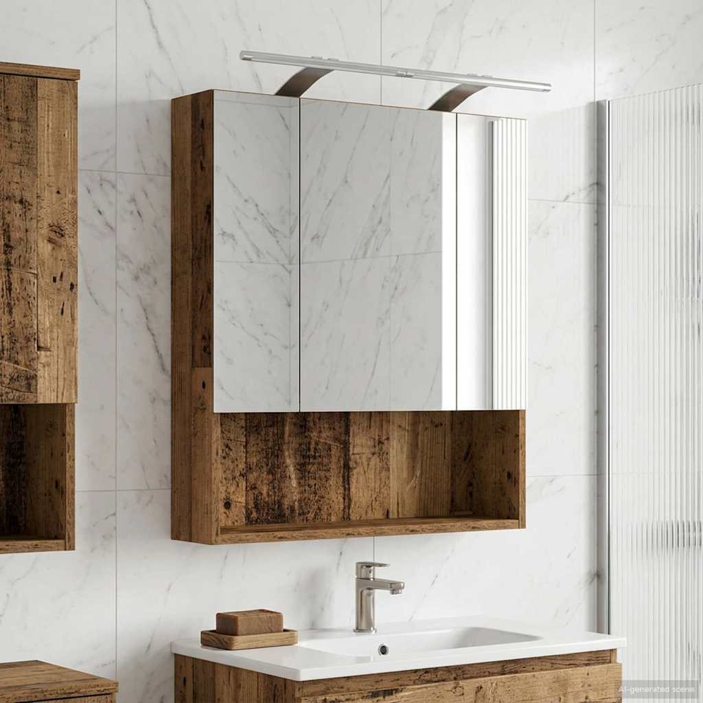 Bathroom Mirror Cabinet Old Wood 60 x 14.5 x 70 cm