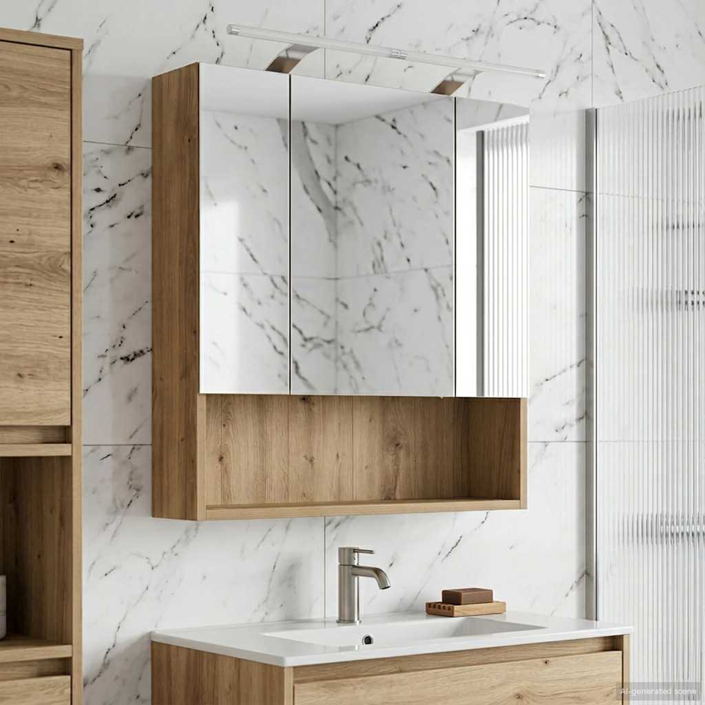 Bathroom Mirror Cabinet Artisian Oak 60 x 14.5 x 70 cm