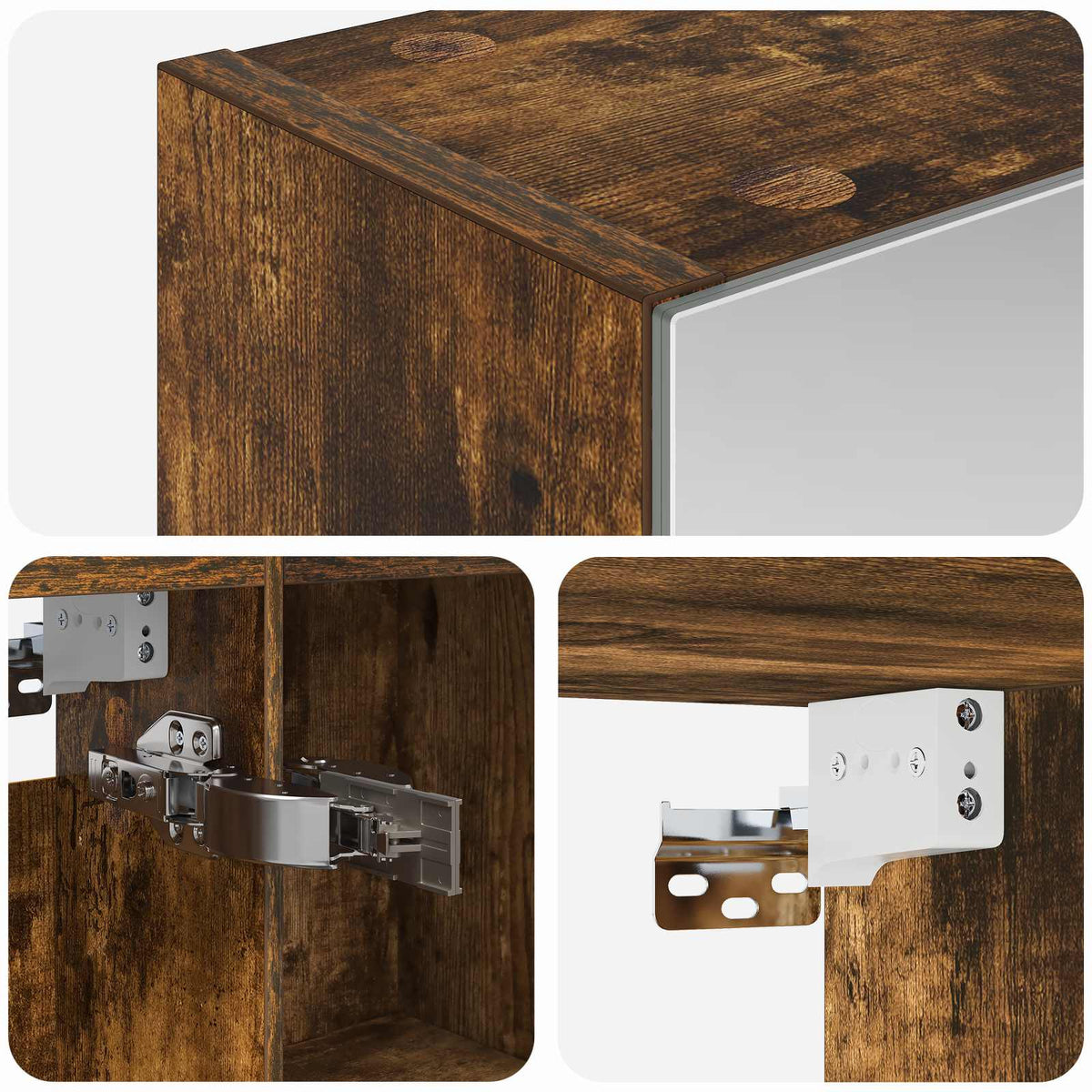 Bathroom Mirror Cabinet Smoked Oak 50 x 14.5 x 70 cm