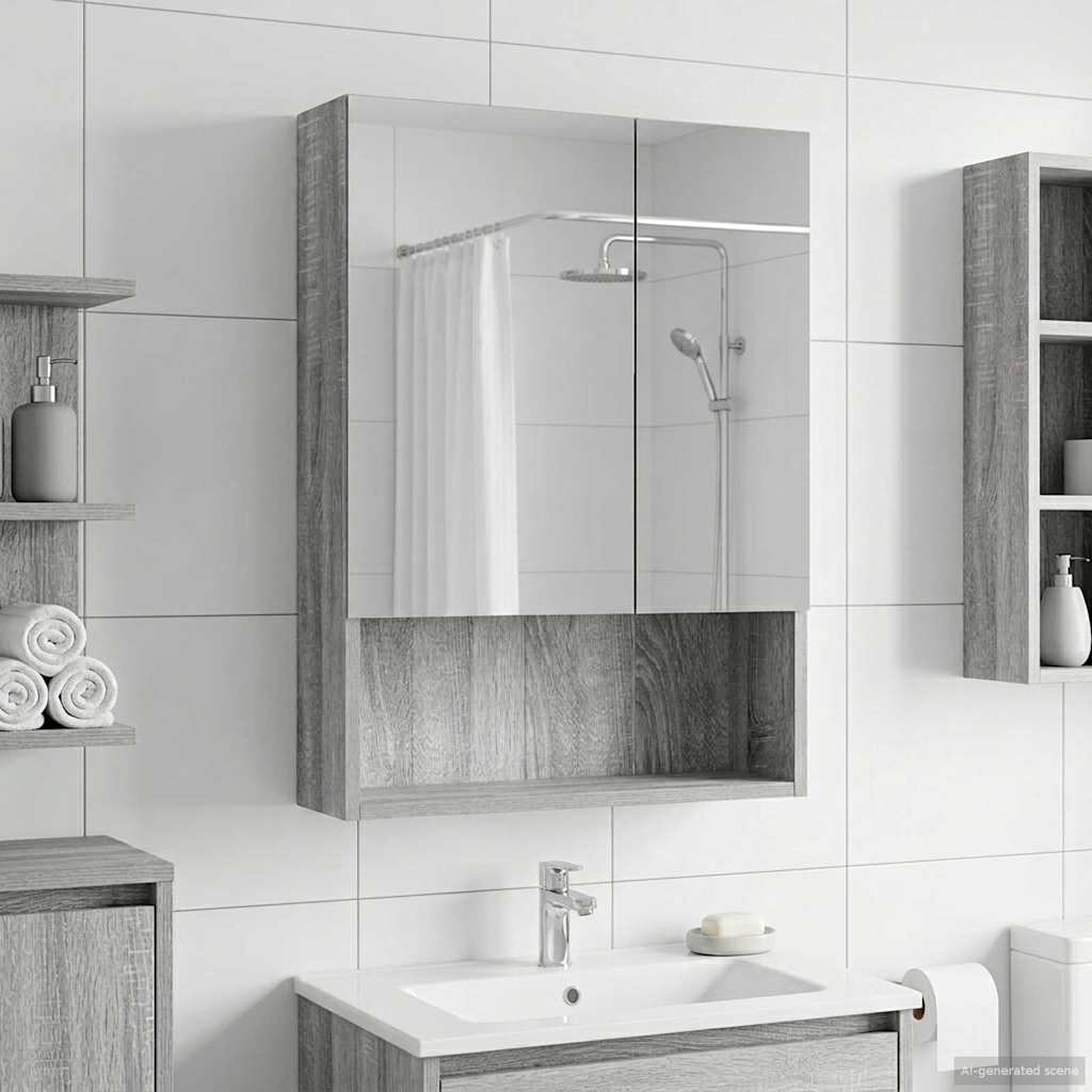 Bathroom Mirror Cabinet Grey Sonoma 50 x 14.5 x 70 cm