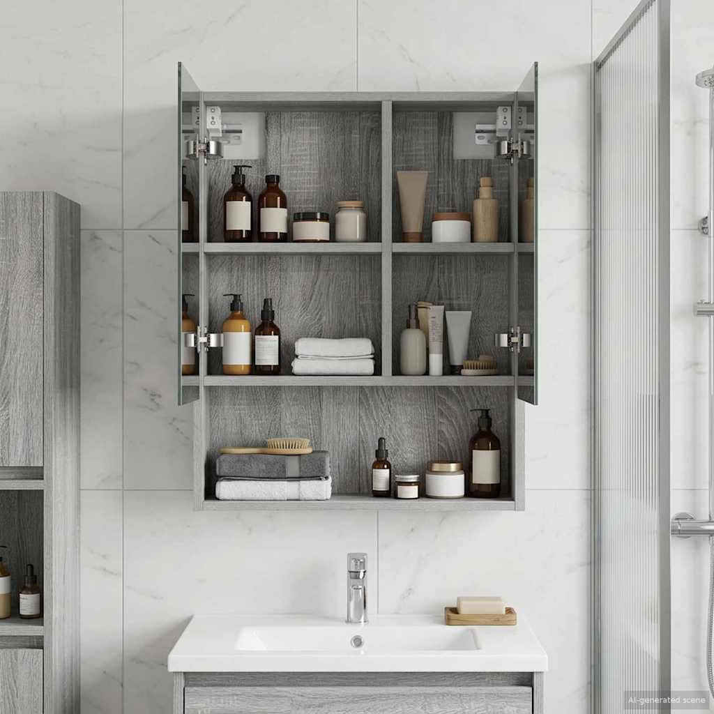 Bathroom Mirror Cabinet Grey Sonoma 50 x 14.5 x 70 cm