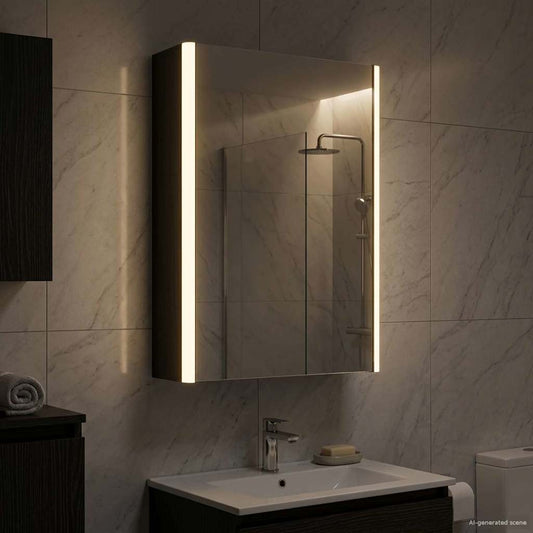 Bathroom Mirror Cabinet Black Oak 33 x 11.5 x 50 cm