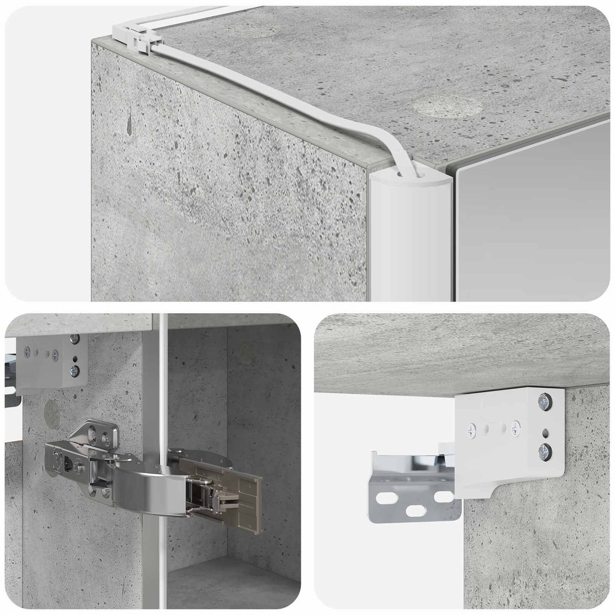 Bathroom Mirror Cabinet Concrete Grey 33 x 11.5 x 50 cm