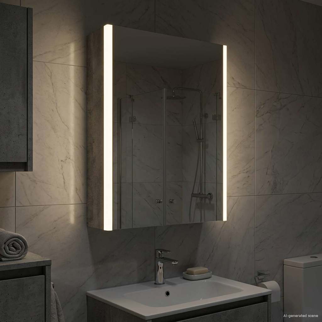 Bathroom Mirror Cabinet Concrete Grey 33 x 11.5 x 50 cm