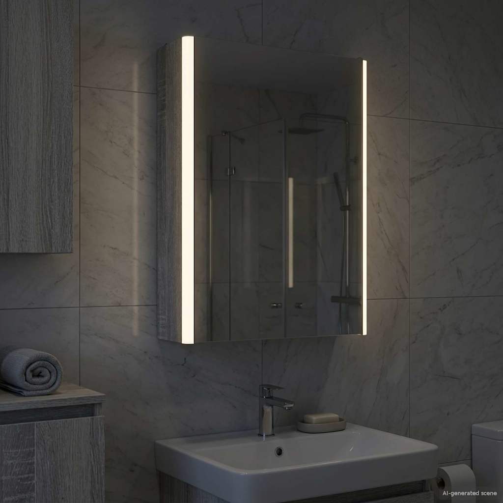 Bathroom Mirror Cabinet Grey Sonoma 33 x 11.5 x 50 cm