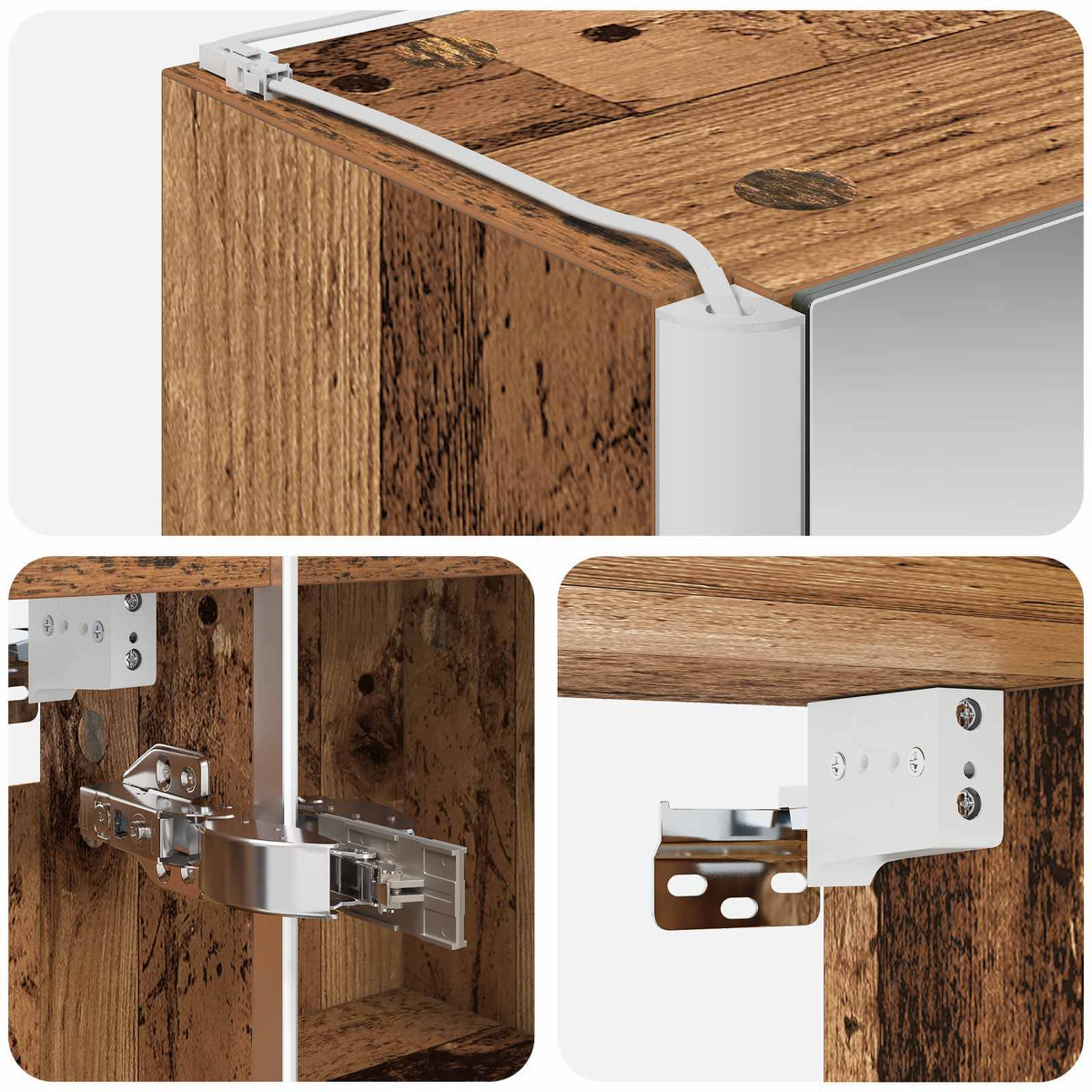 Bathroom Mirror Cabinet Old Wood 43 x 11.5 x 60.5 cm