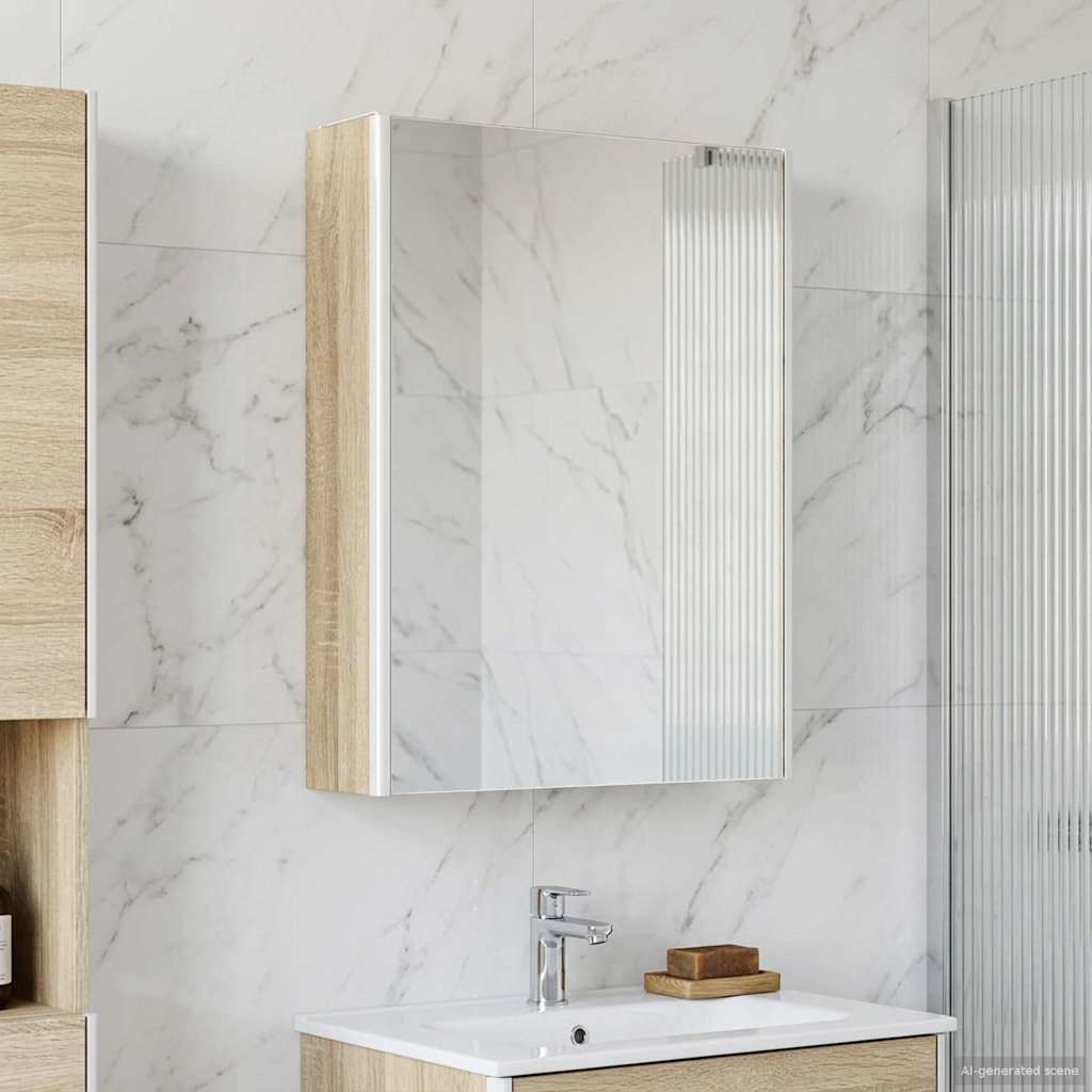 Bathroom Mirror Cabinet Sonoma Oak 53.5 x 15.5 x 70 cm