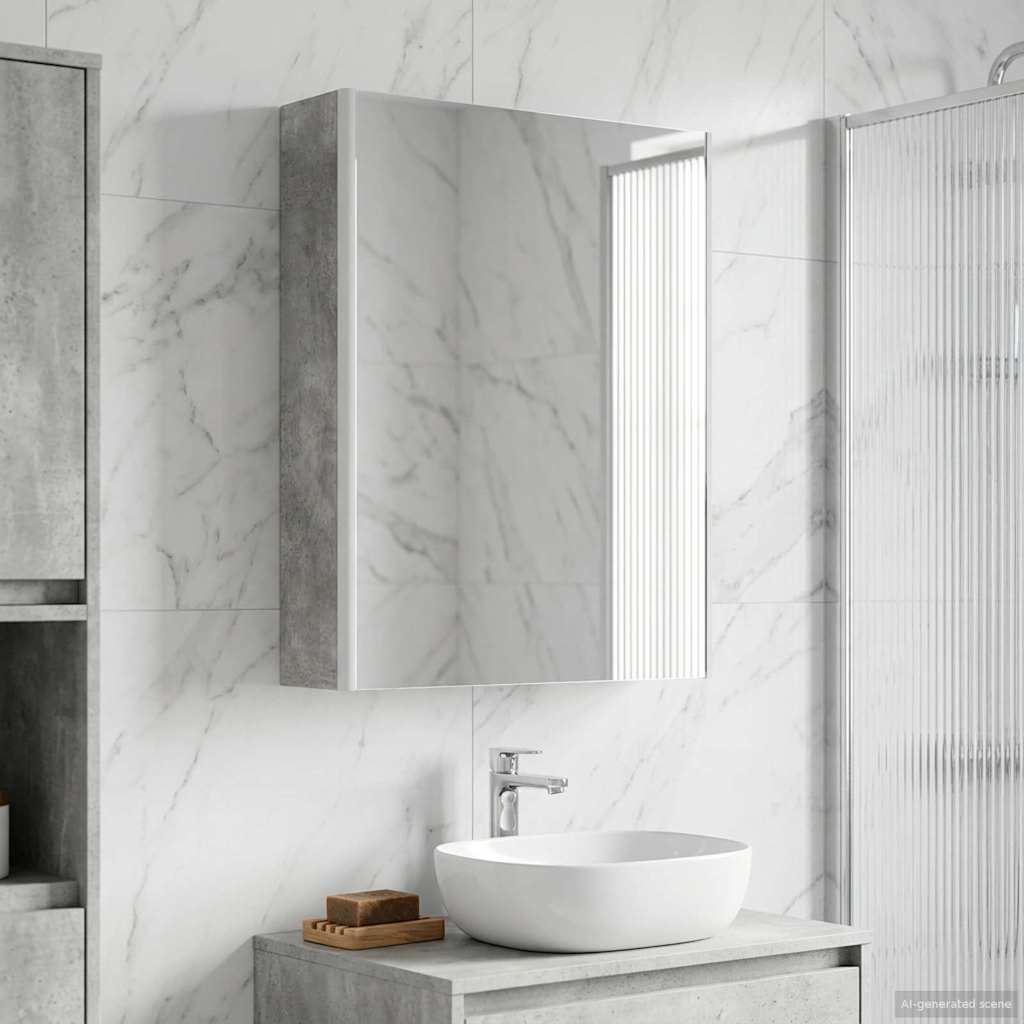 Bathroom Mirror Cabinet Concrete Grey 53.5 x 15.5 x 70 cm