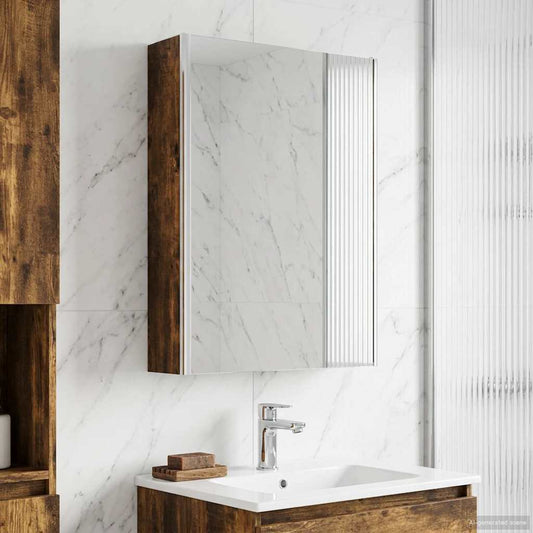 Bathroom Mirror Cabinet Smoked Oak 53 x 15.5 x 70 cm