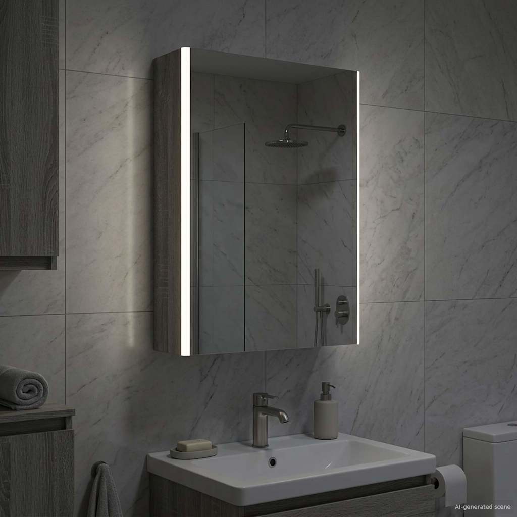 Bathroom Mirror Cabinet Grey Sonoma 53.5 x 15.5 x 70 cm