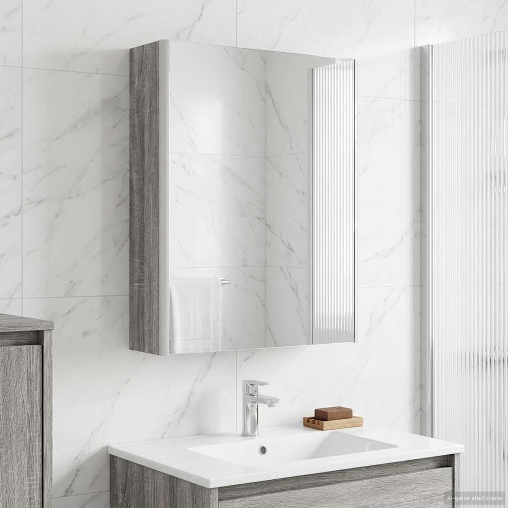 Bathroom Mirror Cabinet Grey Sonoma 53.5 x 15.5 x 70 cm